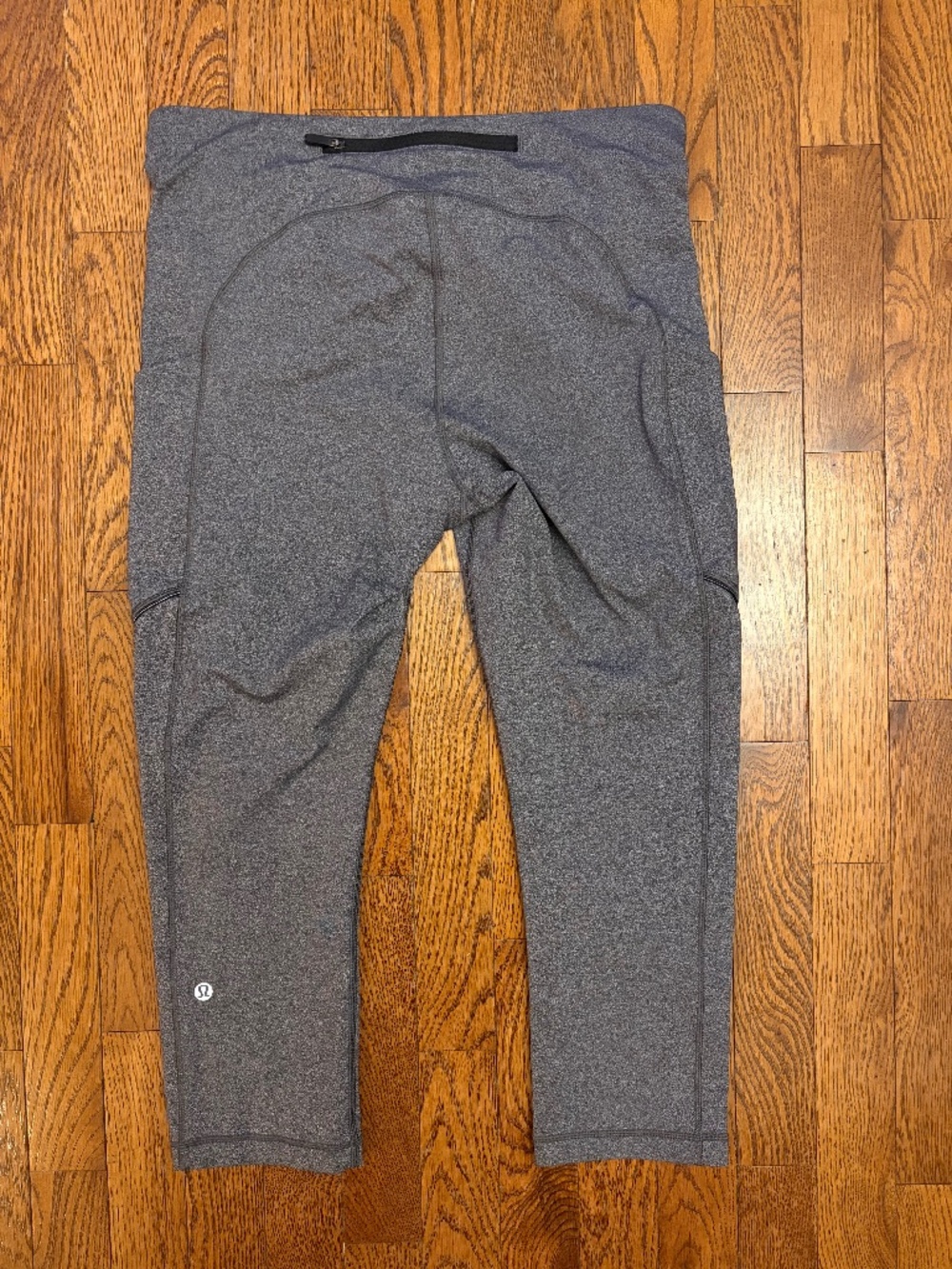 Lululemon Fast and Free High-Rise Crop 23" Heathered Black Gray Pockets Size 10